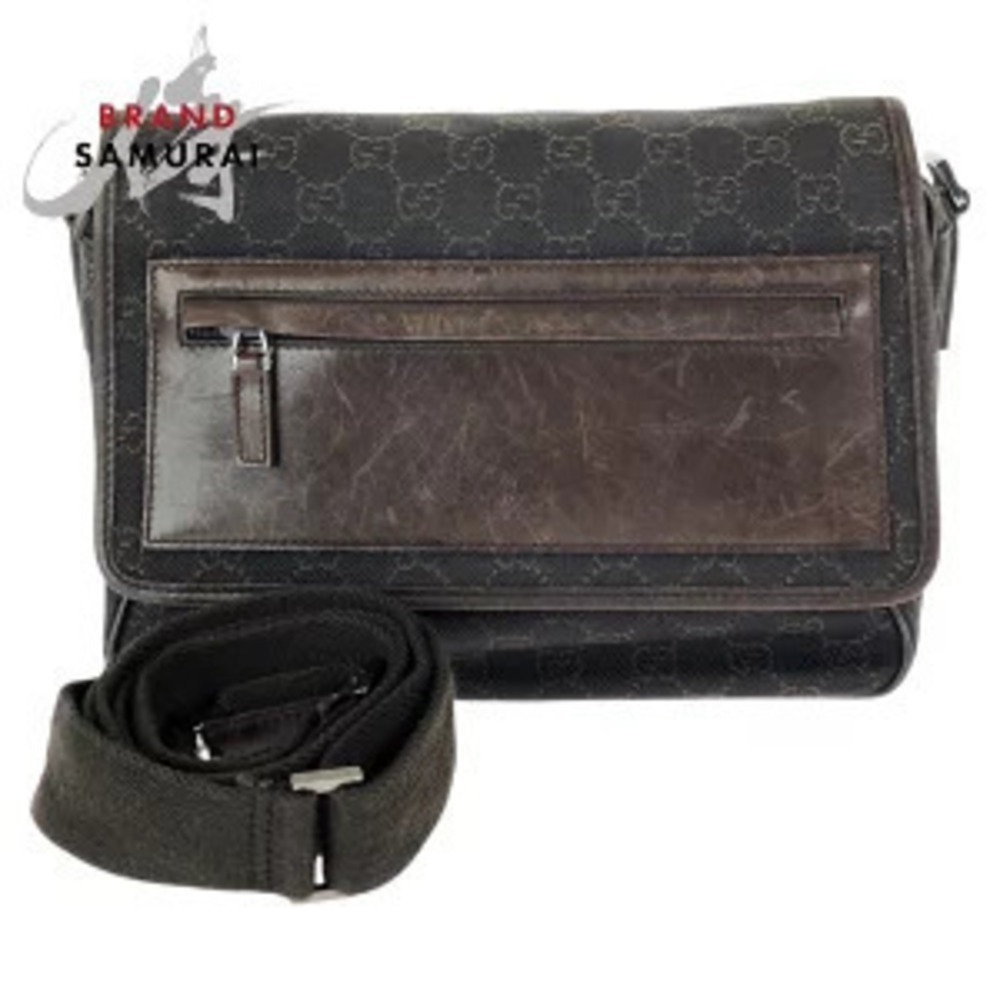 Gucci dark brown shoulder bag messenger GG canvas leather